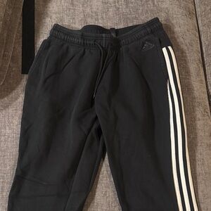 Adidas Women’s Black Sweatpants with White Stripes